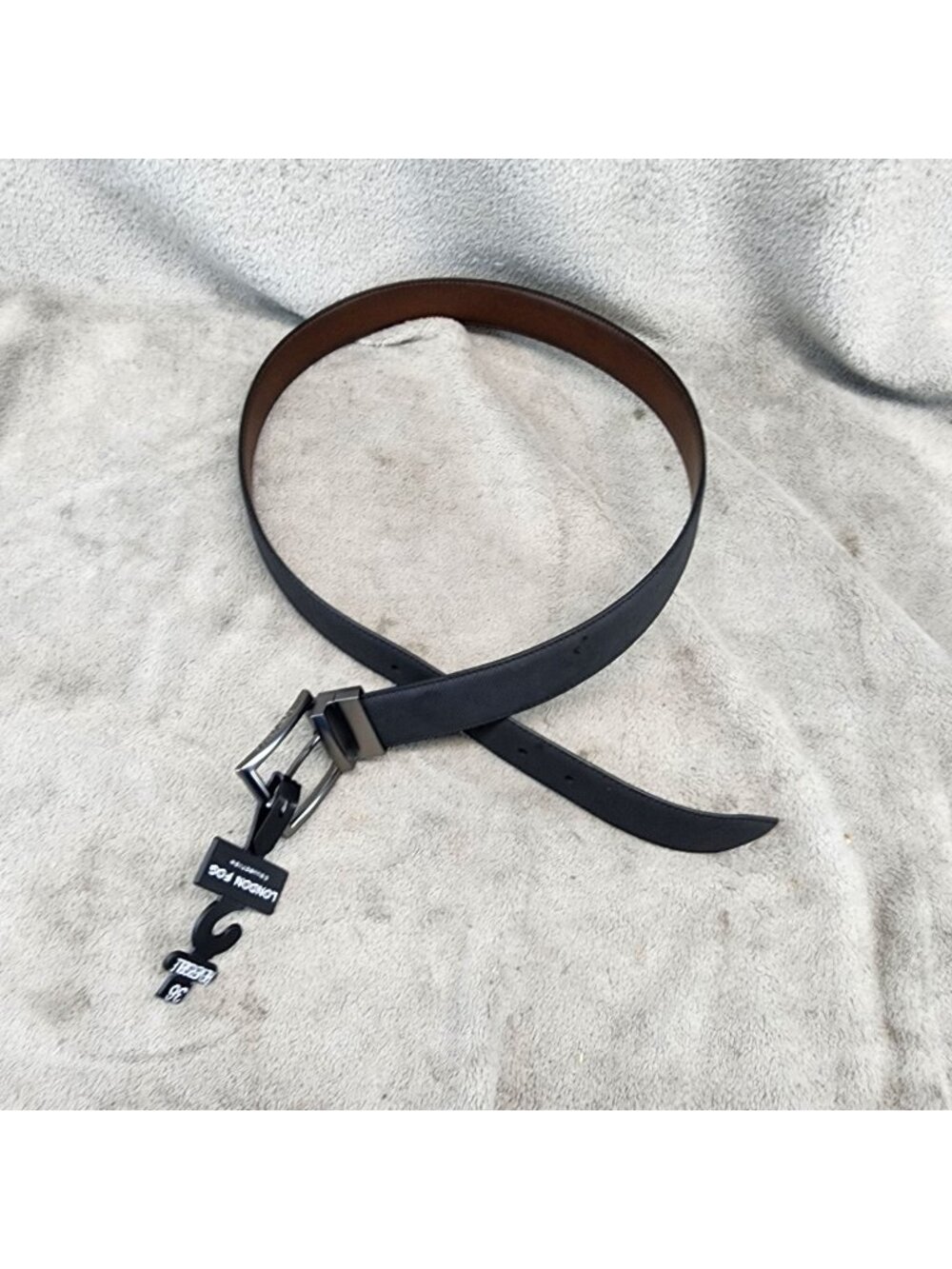London Fog Belt Mens 36 Black & Brown Leather Reversible *NWT*